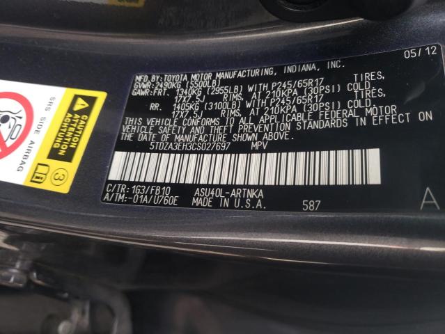 Photo 14 from auction – 2012 TOYOTA HIGHLANDER with VIN 5TDZA3EH3CS027697