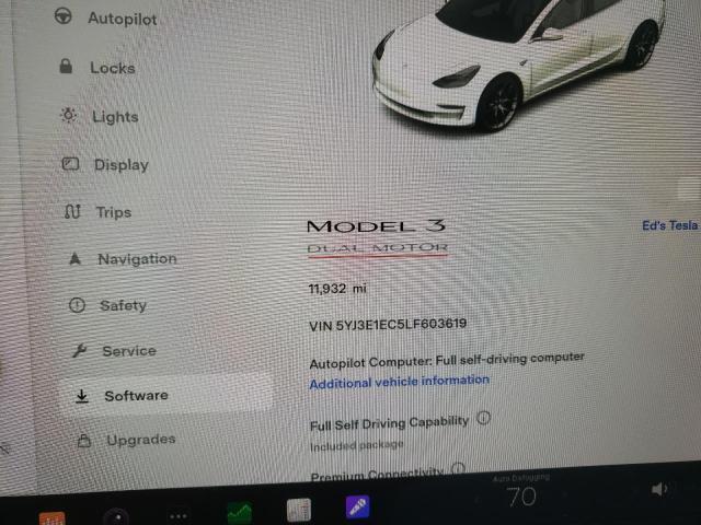 Photo 9 from auction – 2020 TESLA MODEL 3 with VIN 5YJ3E1EC5LF603619