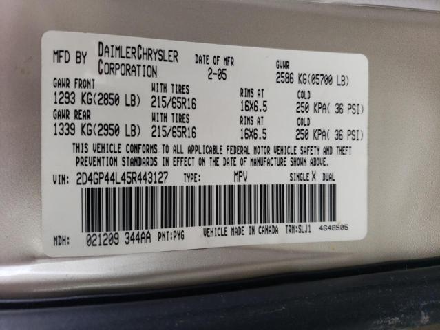 Photo 14 from auction – 2005 DODGE GRAND CARA with VIN 2D4GP44L45R443127