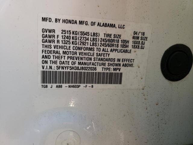 Photo 14 from auction – 2018 HONDA PILOT EX with VIN 5FNYF5H38JB022036