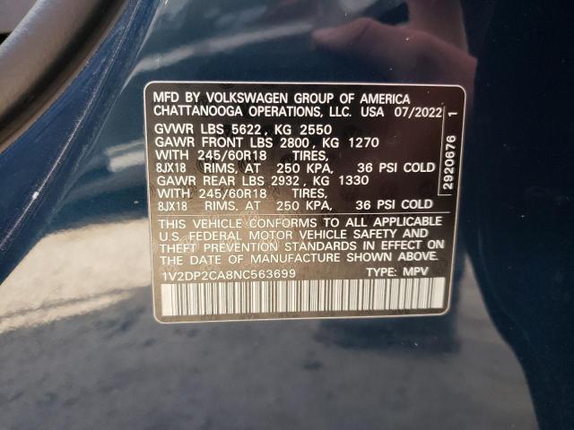 Photo 14 from auction – 2022 VOLKSWAGEN ATLAS SE with VIN 1V2DP2CA8NC563699