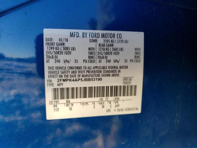 Photo 14 from auction – 2018 FORD EDGE SPORT with VIN 2FMPK4AP5JBB53190