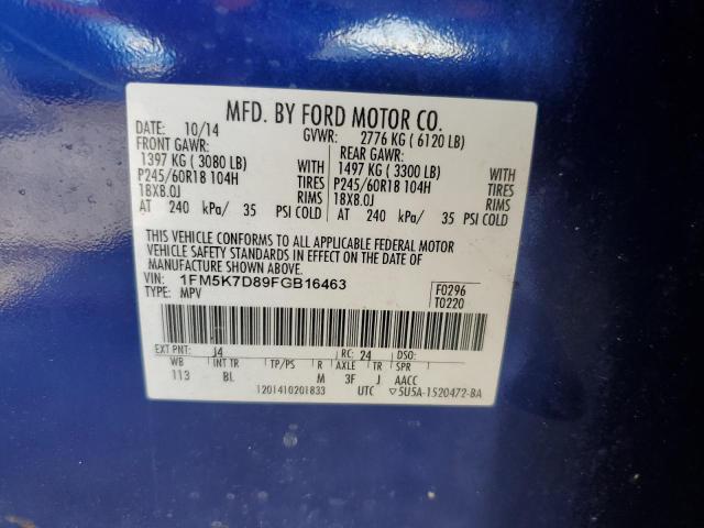 Photo 14 from auction – 2015 FORD EXPLORER X with VIN 1FM5K7D89FGB16463