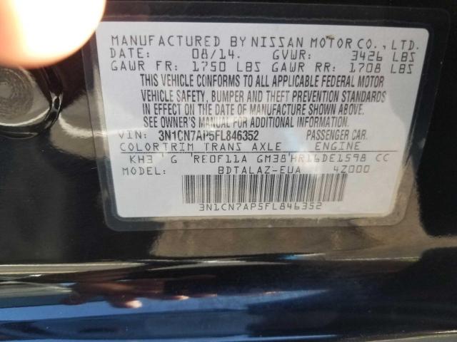 Photo 10 from auction – 2015 NISSAN VERSA S with VIN 3N1CN7AP5FL846352