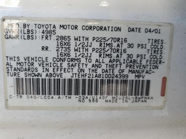 Photo 14 from auction – 2001 TOYOTA HIGHLANDER with VIN JTEHF21A810024399