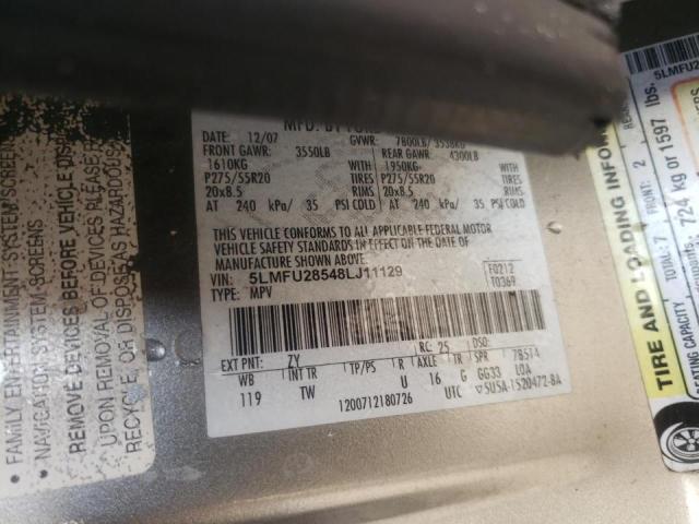 Photo 14 from auction – 2008 LINCOLN NAVIGATOR with VIN 5LMFU28548LJ11129