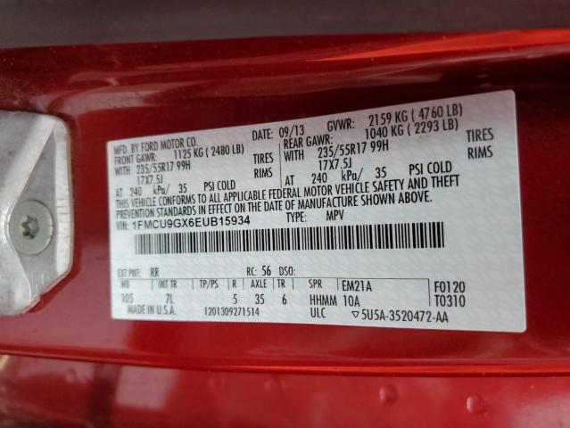 Photo 14 from auction – 2014 FORD ESCAPE SE with VIN 1FMCU9GX6EUB15934