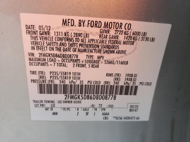 Photo 14 from auction – 2013 FORD FLEX LIMIT with VIN 2FMGK5D86DBD08778