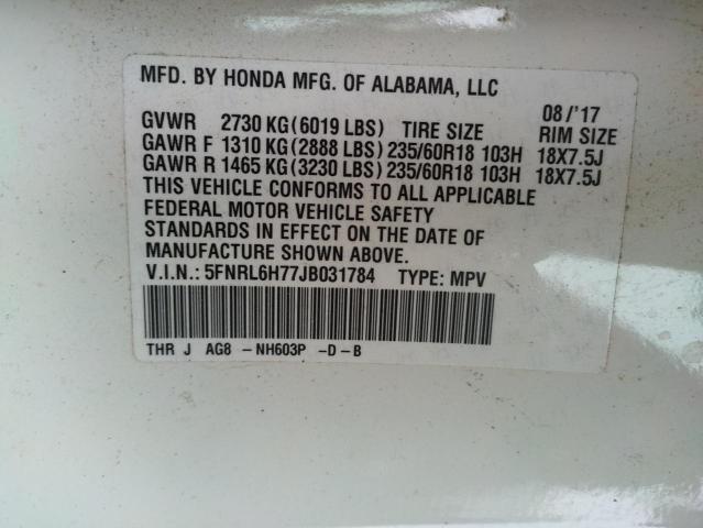 Photo 14 from auction – 2018 HONDA ODYSSEY EX with VIN 5FNRL6H77JB031784