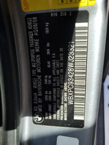 Photo 14 from auction – 2008 BMW X3 3.0SI with VIN WBXPC93428WJ23321