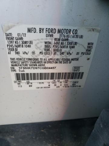 Photo 14 from auction – 2012 FORD EXPLORER X with VIN 1FMHK7D97CGB04457