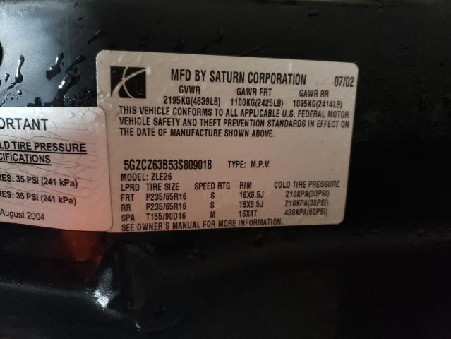 Photo 14 from auction – 2003 SATURN VUE with VIN 5GZCZ63B53S809018