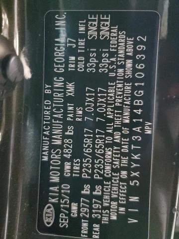 Photo 14 from auction – 2011 KIA SORENTO BA with VIN 5XYKT3A14BG106392