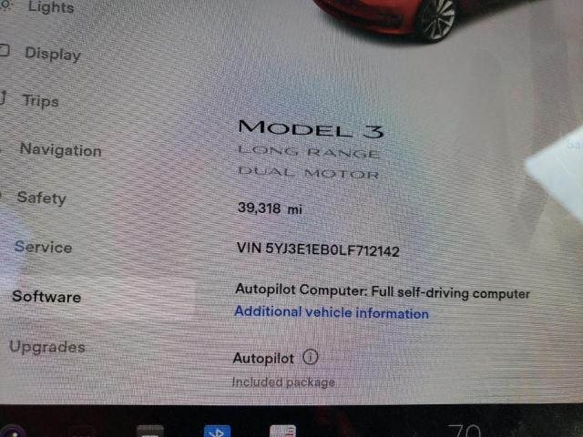 Photo 9 from auction – 2020 TESLA MODEL 3 with VIN 5YJ3E1EB0LF712142