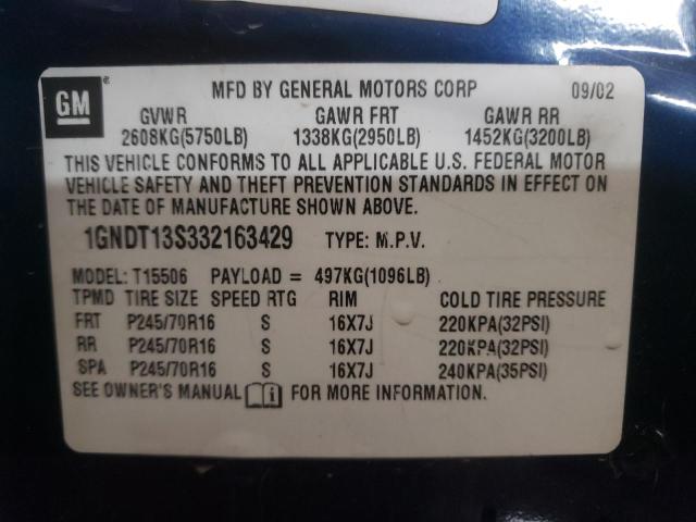 Photo 14 from auction – 2003 CHEVROLET TRAILBLAZE with VIN 1GNDT13S332163429