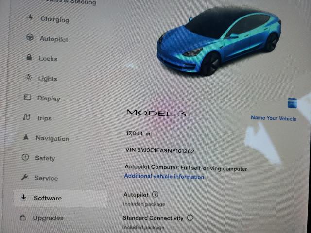 Photo 9 from auction – 2022 TESLA MODEL 3 with VIN 5YJ3E1EA9NF101262