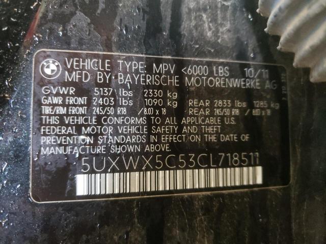 Photo 14 from auction – 2012 BMW X3 XDRIVE2 with VIN 5UXWX5C53CL718511