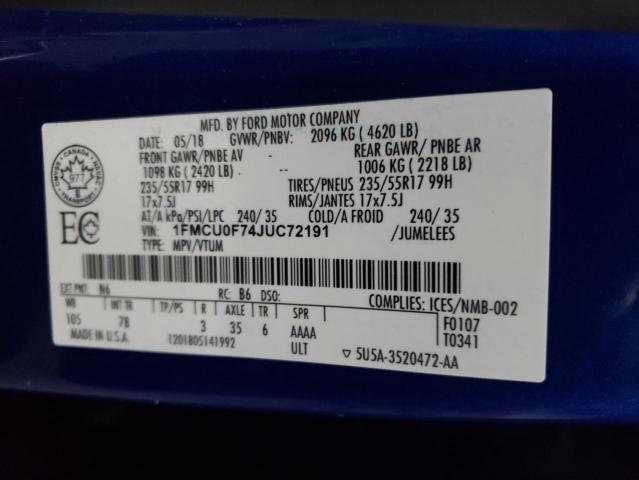 Photo 14 from auction – 2018 FORD ESCAPE S with VIN 1FMCU0F74JUC72191