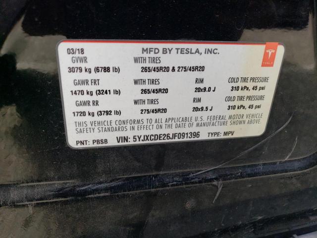 Photo 14 from auction – 2018 TESLA MODEL X with VIN 5YJXCDE26JF091396