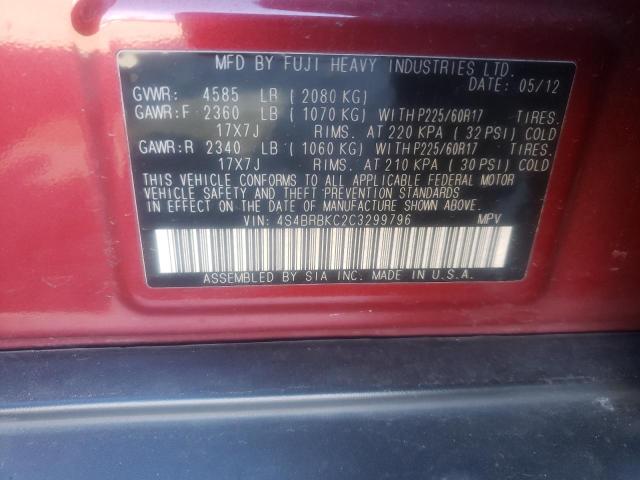 Снимка 14 от търг – 2012 SUBARU OUTBACK 2. с VIN 4S4BRBKC2C3299796