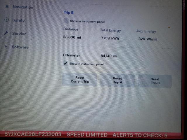 Photo 9 from auction – 2020 TESLA MODEL X with VIN 5YJXCAE28LF232003