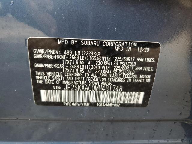 Photo 14 from auction – 2021 SUBARU FORESTER with VIN JF2SKAAC0MH481748
