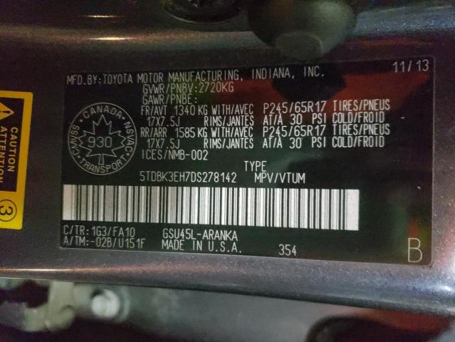 Photo 14 from auction – 2013 TOYOTA HIGHLANDER with VIN 5TDBK3EH7DS278142