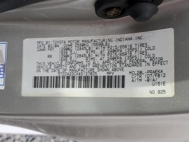 Photo 14 from auction – 2004 TOYOTA SIENNA CE with VIN 5TDZA23CX4S137035