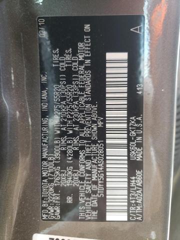 Photo 14 from auction – 2010 TOYOTA SEQUOIA PL with VIN 5TDYY5G14AS028051