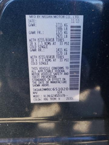 Photo 14 from auction – 2014 NISSAN PATHFINDER with VIN 5N1AR2MM9EC651020