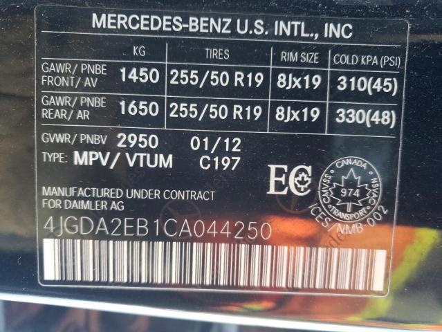 Photo 14 from auction – 2012 MERCEDES-BENZ ML 350 BLU with VIN 4JGDA2EB1CA044250