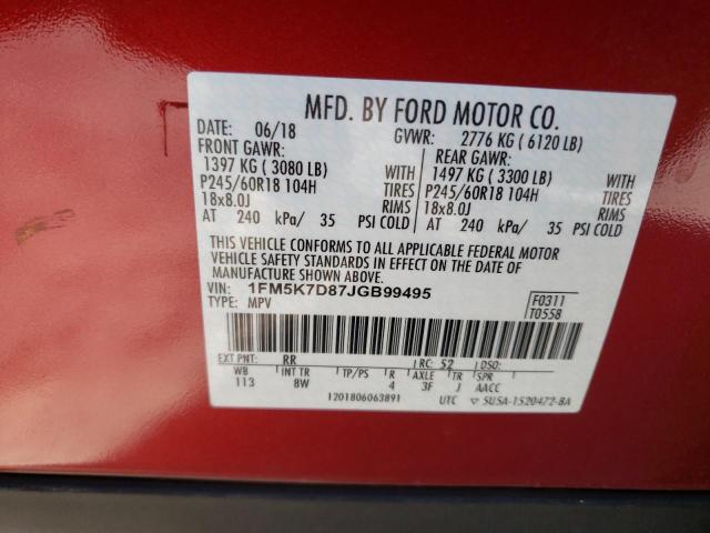 Photo 14 from auction – 2018 FORD EXPLORER X with VIN 1FM5K7D87JGB99495