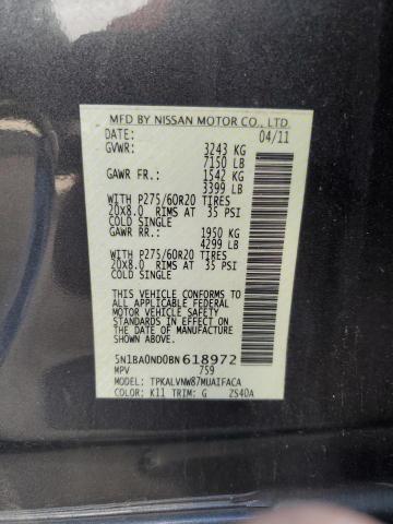 Photo 14 from auction – 2011 NISSAN ARMADA SV with VIN 5N1BA0ND0BN618972