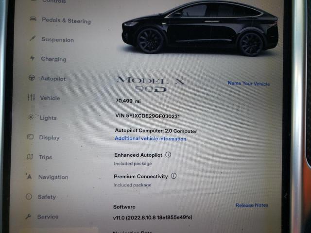 Photo 9 from auction – 2016 TESLA MODEL X with VIN 5YJXCDE29GF030231