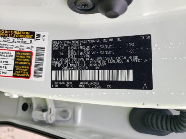 Photo 14 from auction – 2020 TOYOTA HIGHLANDER with VIN 5TDGARAH0LS501931