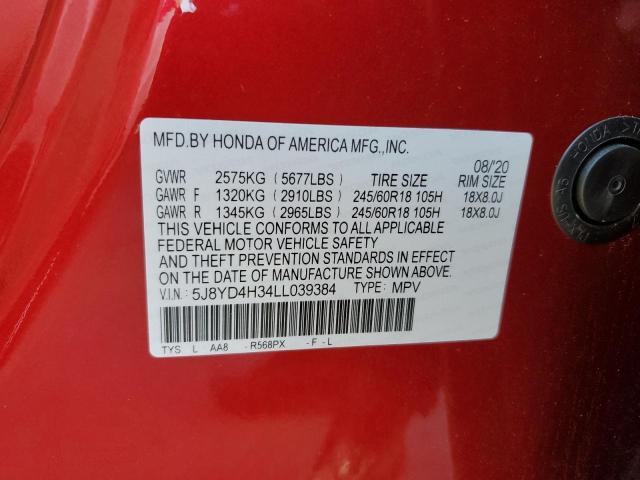 Photo 14 from auction – 2020 ACURA MDX with VIN 5J8YD4H34LL039384