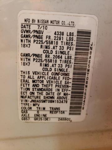 Photo 14 from auction – 2011 NISSAN ROGUE S with VIN JN8AS5MT0BW153479