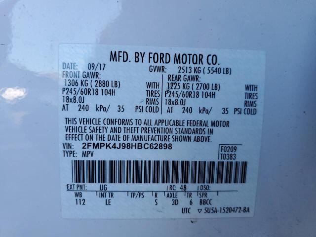 Photo 14 from auction – 2017 FORD EDGE SEL with VIN 2FMPK4J98HBC62898