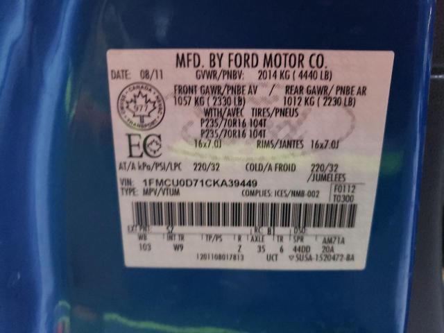 Photo 14 from auction – 2012 FORD ESCAPE XLT with VIN 1FMCU0D71CKA39449