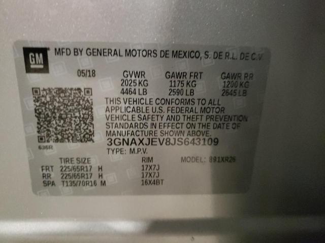 Photo 14 from auction – 2018 CHEVROLET EQUINOX LT with VIN 3GNAXJEV8JS643109