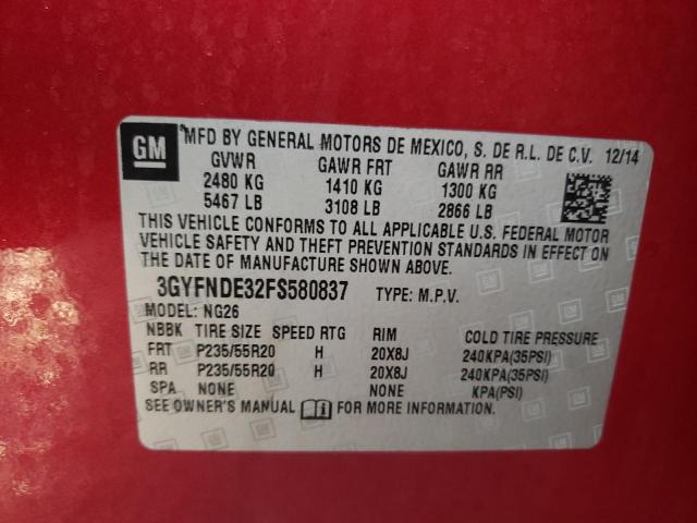 Photo 14 from auction – 2015 CADILLAC SRX PREMIU with VIN 3GYFNDE32FS580837