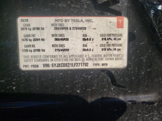 Photo 14 from auction – 2020 TESLA MODEL X with VIN 5YJXCDE21LF271792