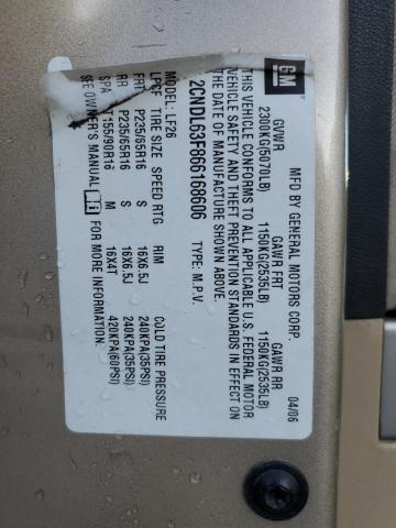 Photo 14 from auction – 2006 CHEVROLET EQUINOX LT with VIN 2CNDL63F866168606