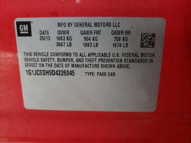 Photo 14 from auction – 2013 CHEVROLET SONIC LT with VIN 1G1JC6SH9D4226045