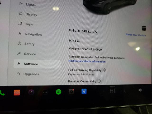 Photo 9 from auction – 2022 TESLA MODEL 3 with VIN 5YJ3E1EA5NF240529