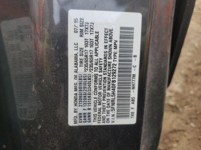 Photo 14 from auction – 2015 HONDA ODYSSEY EX with VIN 5FNRL5H40FB129272