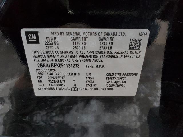 Photo 14 from auction – 2015 CHEVROLET EQUINOX LT with VIN 2GNALBEK0F1131273