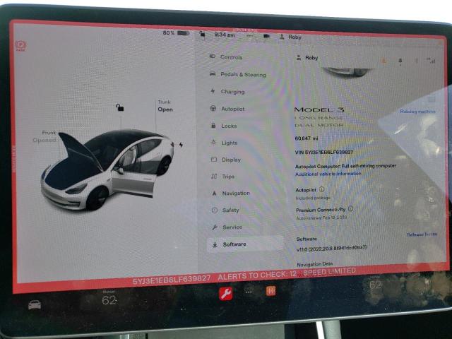 Photo 9 from auction – 2020 TESLA MODEL 3 with VIN 5YJ3E1EB6LF639827