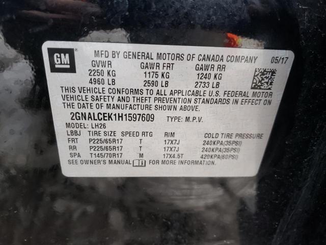 Photo 14 from auction – 2017 CHEVROLET EQUINOX LT with VIN 2GNALCEK1H1597609