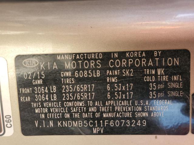 Photo 14 from auction – 2015 KIA SEDONA LX with VIN KNDMB5C11F6073249